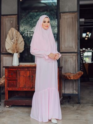 BH31 Aisya Fullset (Soft Pink) Jubah Sahaja