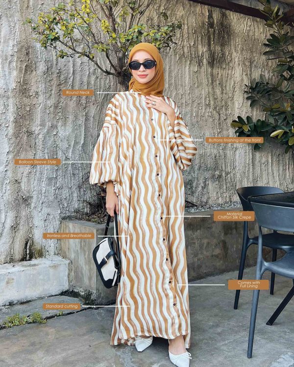 BH01 Selma Dress (Golden Brown) Beli 2 Harga RM129 Sehelai - Image 4